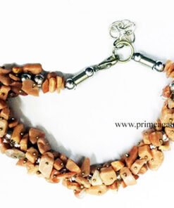 PeachAventurineChipsFuseWire-Bracelet