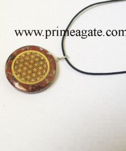 Red-Jasper-Orgone-Metal-Flower-Of-Life-Pendant