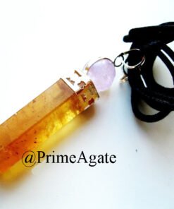 Citrine-2PC-Pendant-With-Amethyst-Ball-And-Black Cord